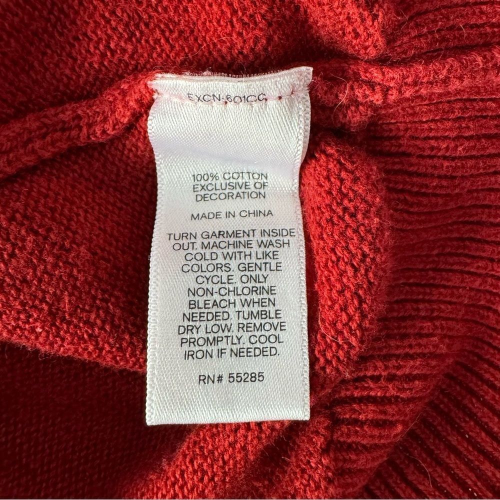 Men’s Express Red Cotton V-Neck Sweater, size medium - Picture 9 of 11